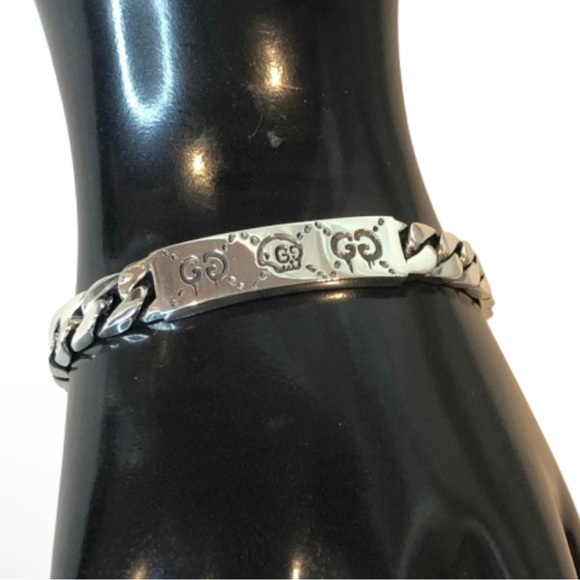 GUCCI Ghost GG Chain Link Sterling Silver 925 Bracelet Sz 20 NIB - Picture 11 of 17